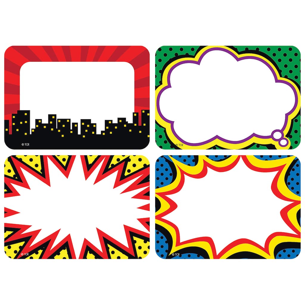 Superhero Name Tags Labels, 5 packs